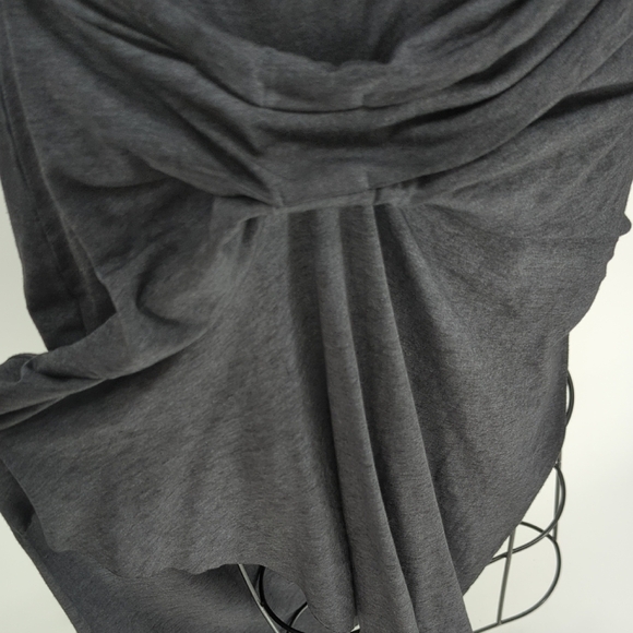 00794 All Staints Ruched Waist Asymmetrical Jersey Knit Dress Dark Gray Small - Picture 4 of 7